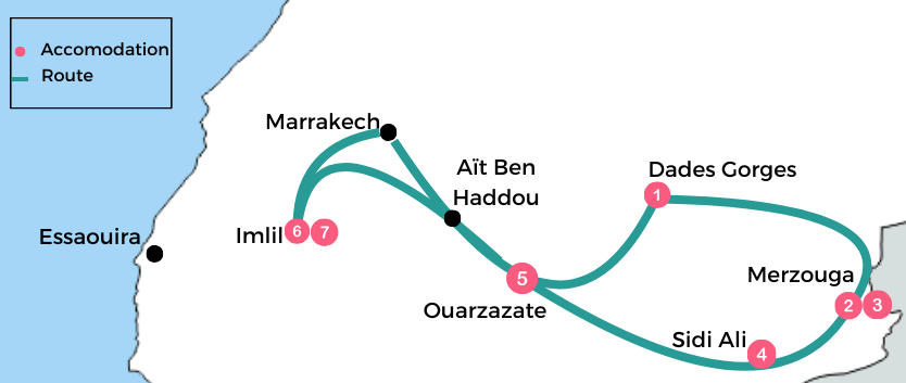 8 DAYS TRIP MAP DESERT